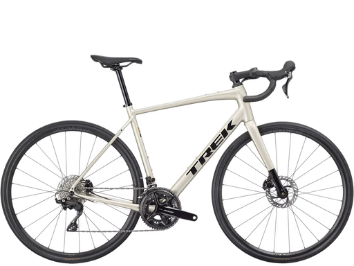 White bicycle with black components on a white background
