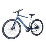 Three-quarter view of the blue Ebgo Modal Sport TB electric bike with the handlebar facing left.