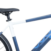 Close-up of the blue Ebgo Modal Sport TB frame, showing the Ebgo logo and saddle.