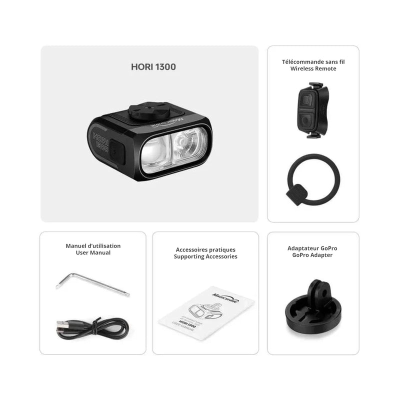 Image of whats included in the box with french and english text