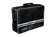 A Cat5Gear rugged transport bag with a black exterior, featuring two front mesh windows and a top handle, shown on a plain white background.
