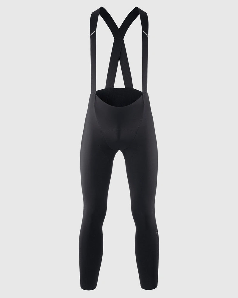 Black cycling bib pants on a light gray background