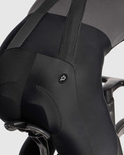 close up of Assos cycling bib tights from behind.