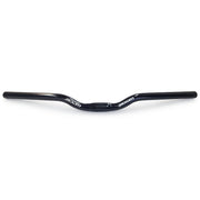 A black bicycle handlebar with white 'zoom' branding, shown horizontally against a plain white background.