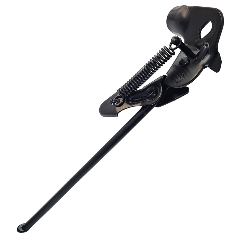 Damco rear on‑axle kickstand in black steel, 700C wheel size.