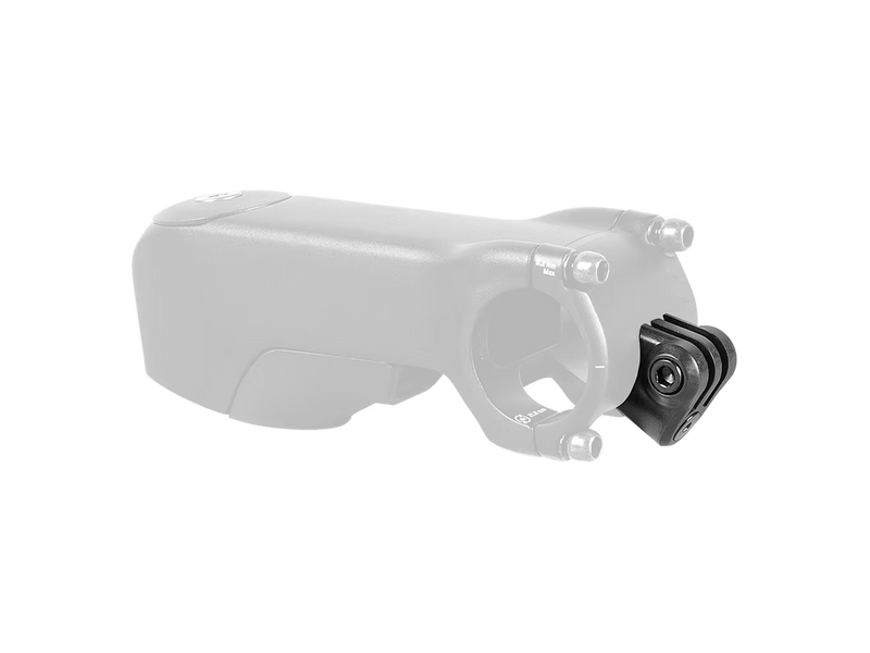 A bicycle handlebar camera mount with a black action camera attached, shown against a solid white background.