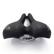 Selle SMP TRK Medium Saddle rear view with wide padded shape, central relief channel, and white SMP logo.