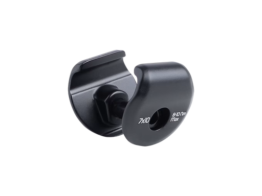 A black metal camera accessory with a matte finish, featuring white printed text that reads '7x10, 8-10 nm Max' on its side, shown against a solid white background.