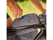 image of bag, lifestyle on bike, featuring zipper