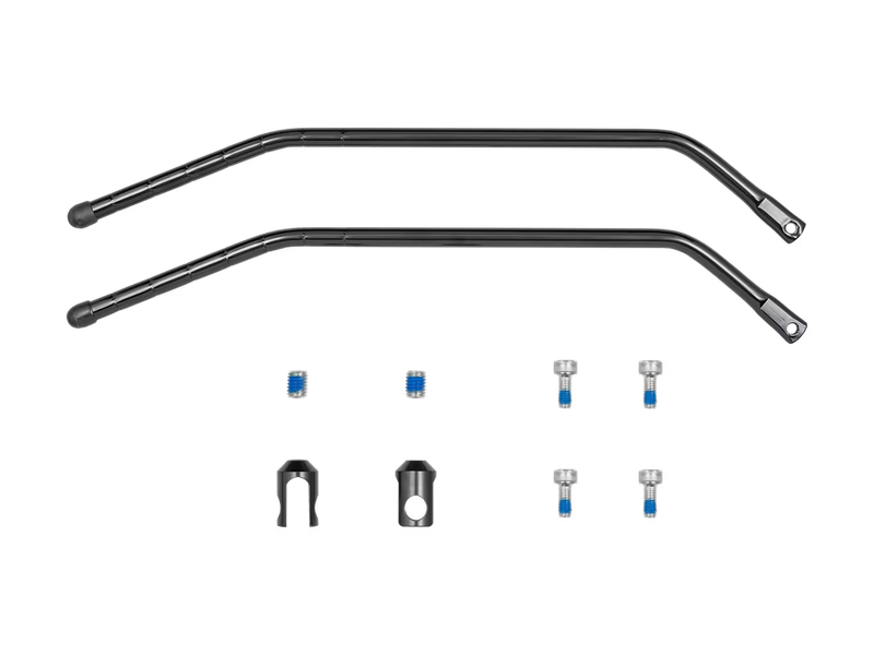 Trek BackRack Deluxe MIK Studs Rear Rack installation hardware, including mounting struts, bolts, washers, spacers, and attachment components.