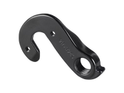 close up image of a bicycle derailleur hanger, tip to the left