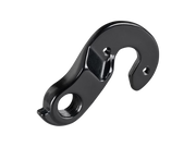 close up image of a bicycle derailleur hanger, reverse side, tip to the right