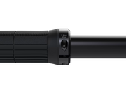 Close‑up of a black MTB handlebar grip with a textured surface and locking ring on a white background.