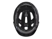 Interior view of the Trek Solstice Bike Helmet in Black Gloss, displaying the foam liner, comfort padding, adjustment straps, and retention system.