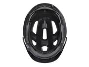 Interior view of the Trek Solstice Bike Helmet in Crystal White Gloss, displaying the foam liner, comfort padding, adjustment straps, and retention system.
