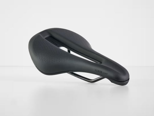 Black bicycle saddle on a white background