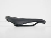 Black bicycle saddle on a white background