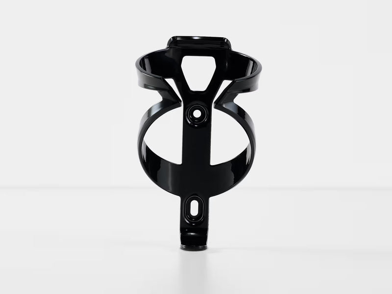 Black bicycle water bottle holder on a white background