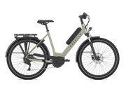 Gazelle Medeo T9 City electric bike in Caramel Khaki Gloss, side view with handlebar facing right