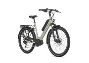 Gazelle Medeo T9 City electric bike in Caramel Khaki Gloss, three-quarter view with handlebar facing right