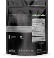 Black package of Sport Superfuel drink mix with nutrition facts label