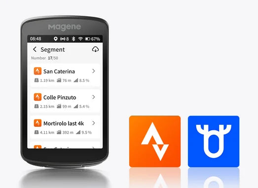 Smartphone displaying a navigation app with two brand logos below on a white background