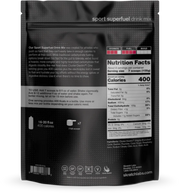 Black package of Skratch Labs Sport Superfuel drink mix with nutrition facts on a white background