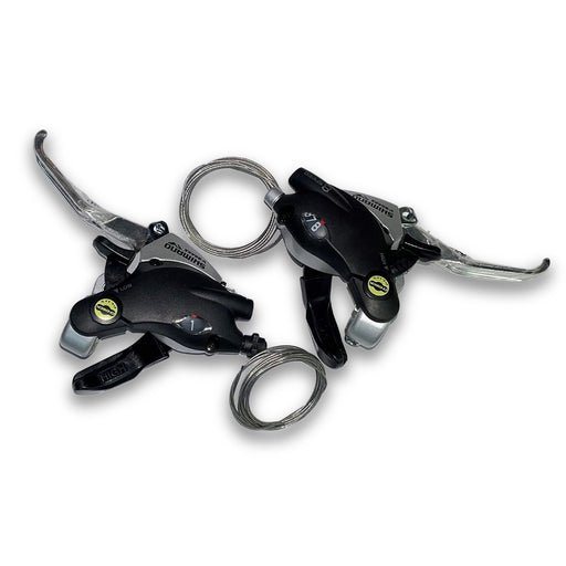 Shimano ST‑EF29 shifter and V‑brake lever combo, left and right units shown on a white background.