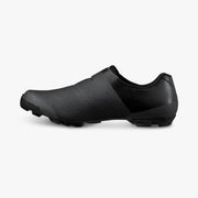 Shimano SH-XC302 cycling shoe in black, opposite side view facing left showing the wraparound upper and sole