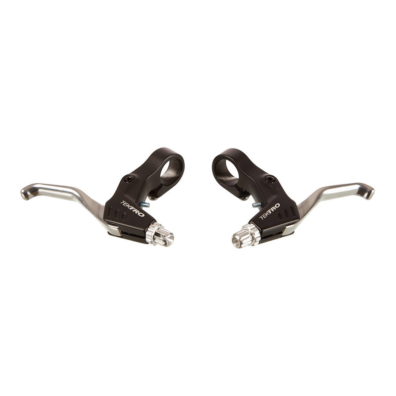 Pair of bicycle handlebar未婚s with Tektro branding on a white background
