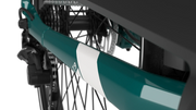 Gazelle Medeo T9 City in Thyme Green Gloss, close-up of frame with T9 lettering near the chain